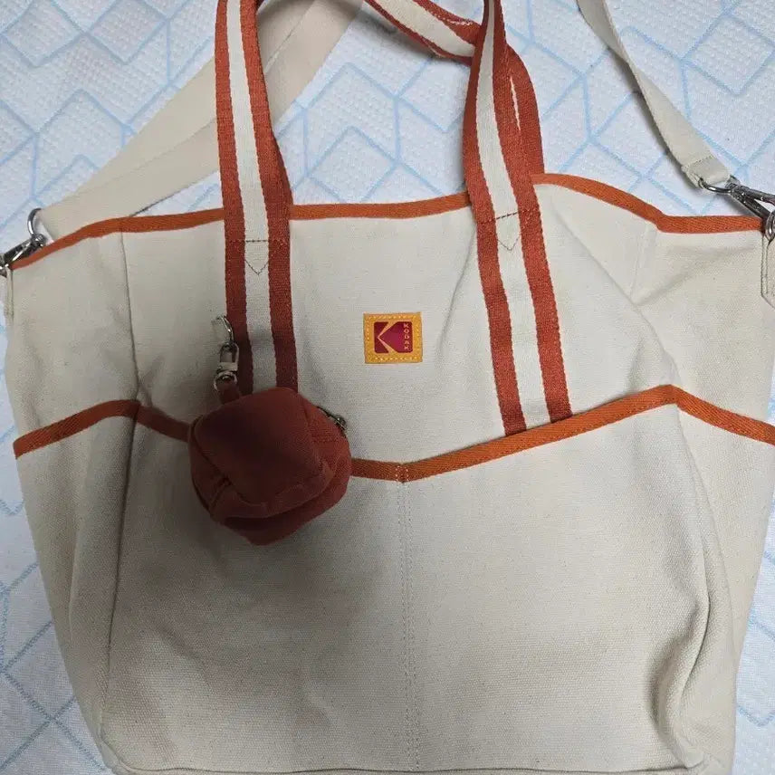 [BUNJANG] Kodak Canvas Tote & Crossbody Bag with Mini Pouch / 정품] 코닥(KODAK) 캔버스 토트&크로스백 (미니 파우치 포인트)가방