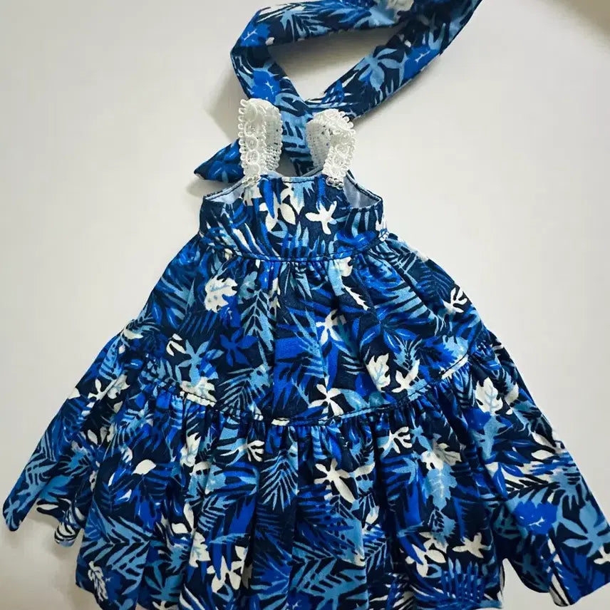 [BUNJANG] Raina Doll Dress Summer Floral Pattern Blue / 레이나 인형 원피스