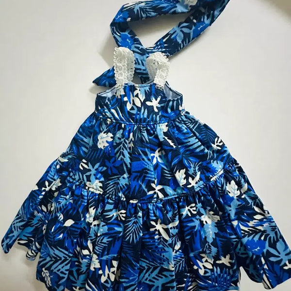 [BUNJANG] Raina Doll Dress Summer Floral Pattern Blue / 레이나 인형 원피스