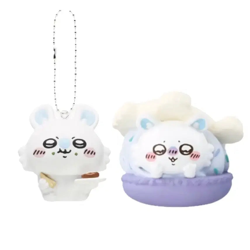 [BUNJANG] Chiikawa Momonga Gacha Set - Mascot Keychain & Macaron Figure / 치이카와 타베모노 모몽가 가챠 치이카와 모몽가 가챠 세트