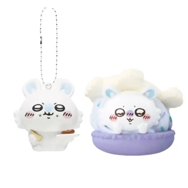 [BUNJANG] Chiikawa Momonga Gacha Set - Mascot Keychain & Macaron Figure / 치이카와 타베모노 모몽가 가챠 치이카와 모몽가 가챠 세트
