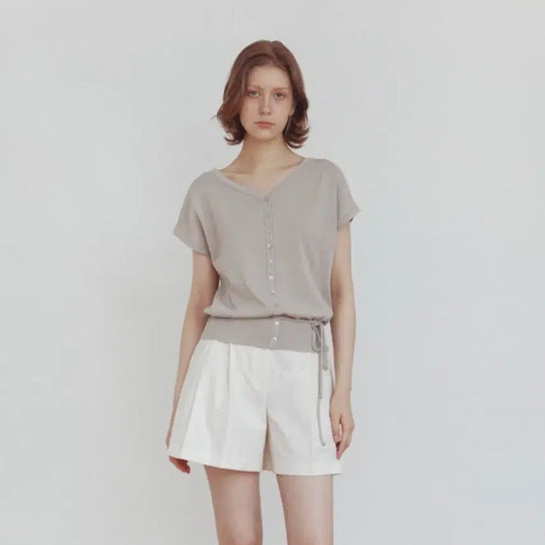 [BUNJANG] Eloju Xia Two-way Half Cardigan Knit Light Taupe / 엘로주 시아 투웨이 하프 가디건 니트 라이트토프 완전새상품