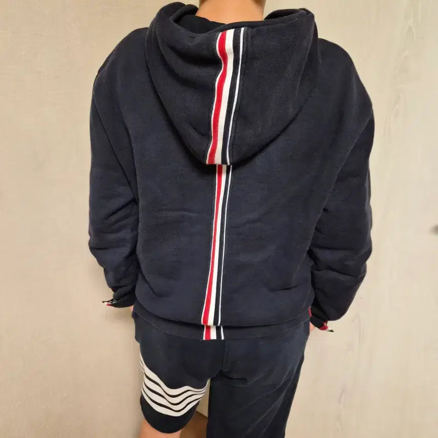 [BUNJANG] Thom Browne Navy Tricolor Hoodie Size 1 / 정품 톰브라운 네이비 백삼선 후드티 사이즈1
