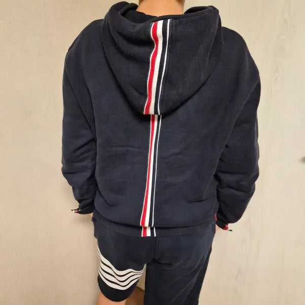 [BUNJANG] Thom Browne Navy Tricolor Hoodie Size 1 / 정품 톰브라운 네이비 백삼선 후드티 사이즈1