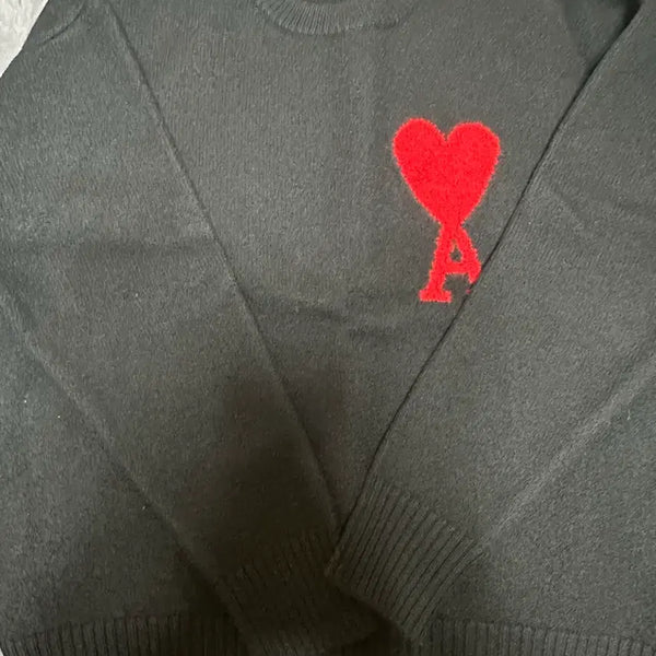 [BUNJANG] Ami Heart Logo Knit Black / 아미 하트 로고 니트 블랙