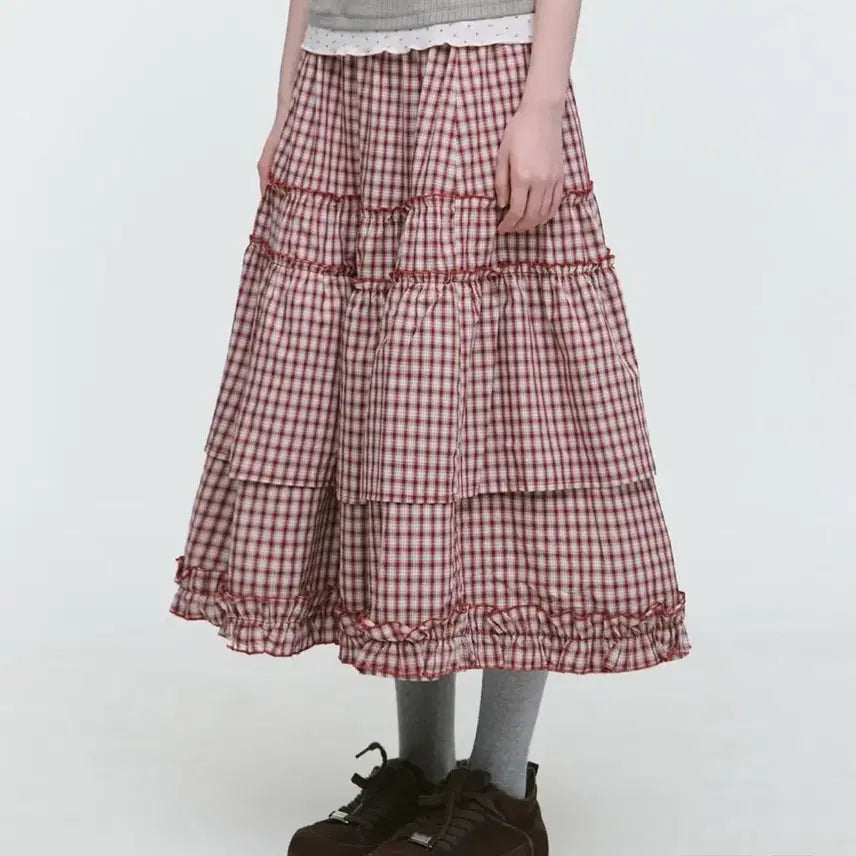 [BUNJANG] Someplace Red Tiered Maxi Skirt / 썸플레이스 캉캉 롱 스커트 레드