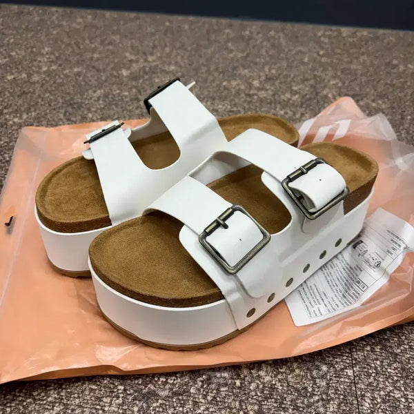[BUNJANG] Women's Summer Height-Increasing Sandals with Buckle Detail / (새상품) 여성 키높이 여름 샌들