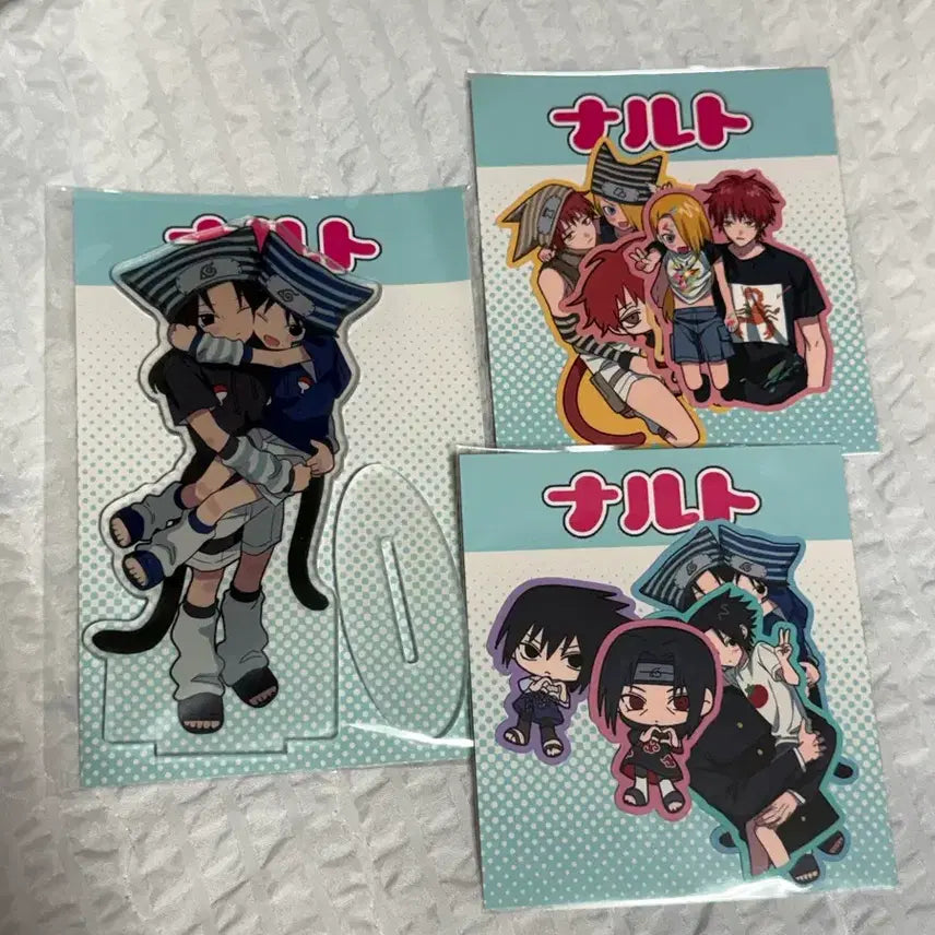 [BUNJANG] Ura Narutoboutique Naruto Acrylic Standee & Sticker Bundle (Itachi, Sasuke, Sasori, Deidara) / 우라님 나루토 통판 아크릴 스탠드 스티커 일괄 이타치 사스케 사소리 데이다라