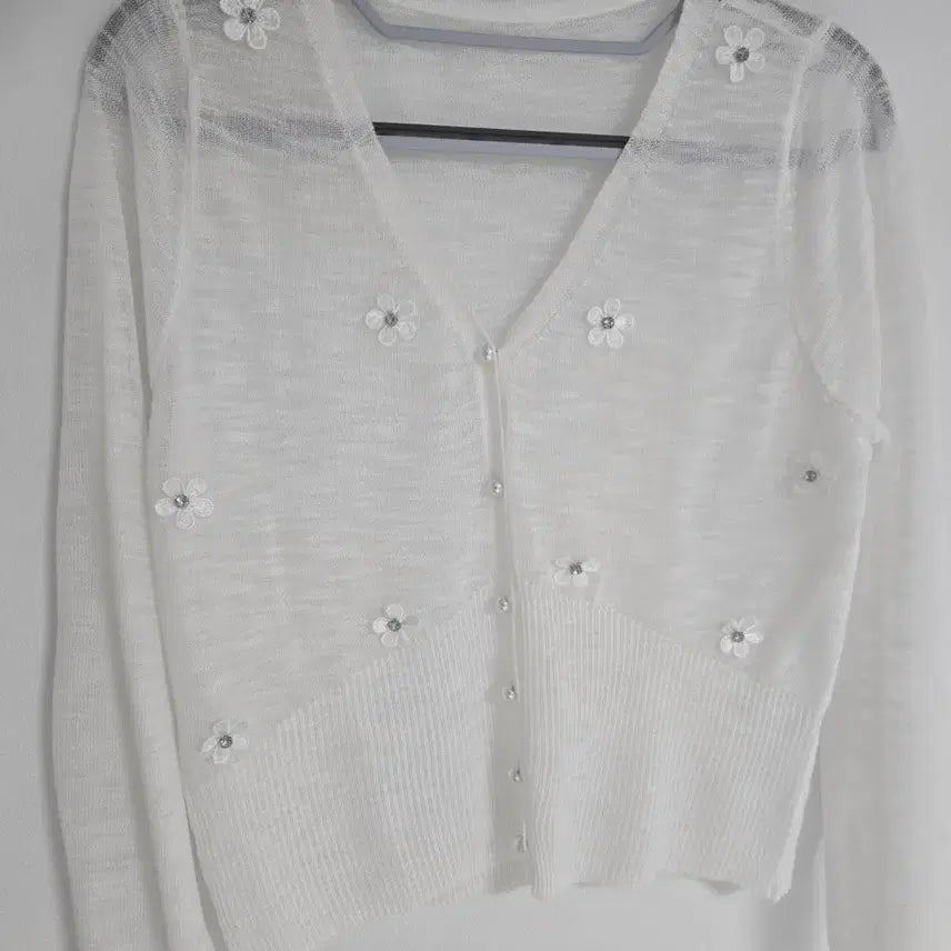 [BUNJANG] Pearl Button Cubic Flower Cardigan / 여름 가디건