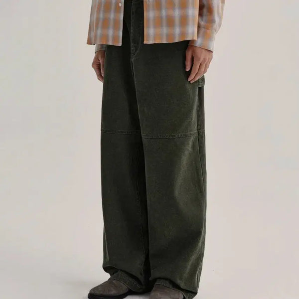 [BUNJANG] KIMUIR Garment Washed Carpenter Pants Khaki / (L) 키뮤어 가먼트워싱 카펜터 팬츠_카키