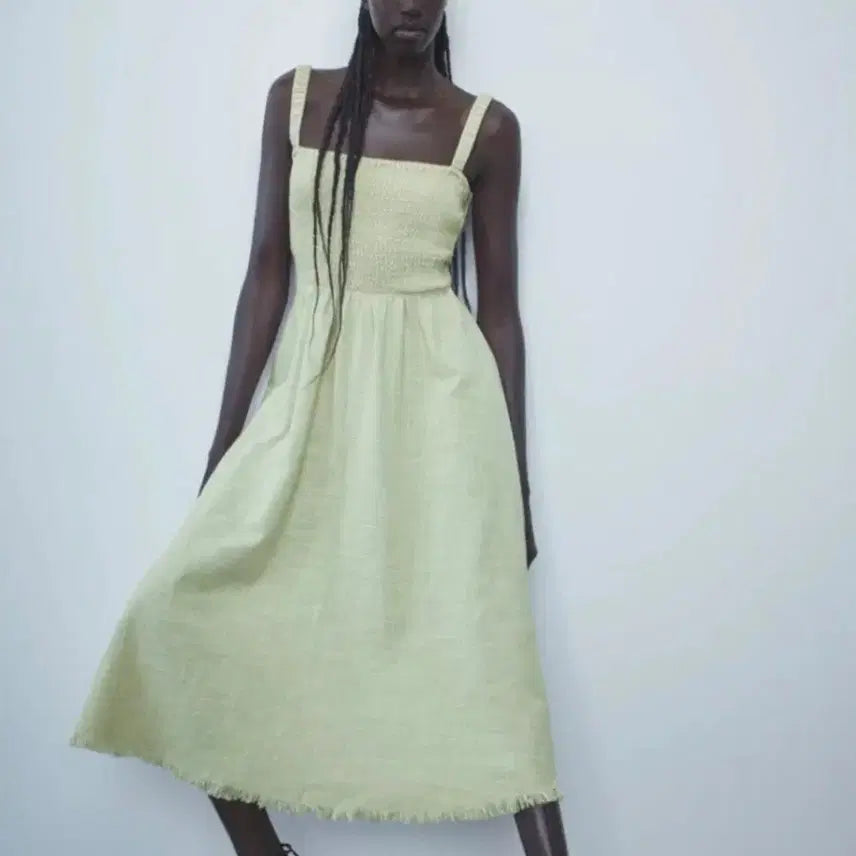 [BUNJANG] ZARA Green Resort Dress / 자라 zara 그린 휴양지원피스