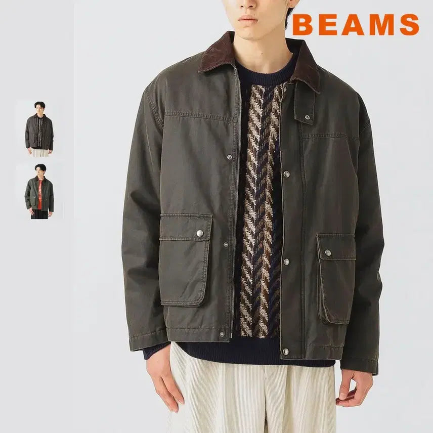 [BUNJANG] BEAMS Heart Collar Corduroy Faded Blouson / 빔즈 하트 카라코드 페이드 블루종