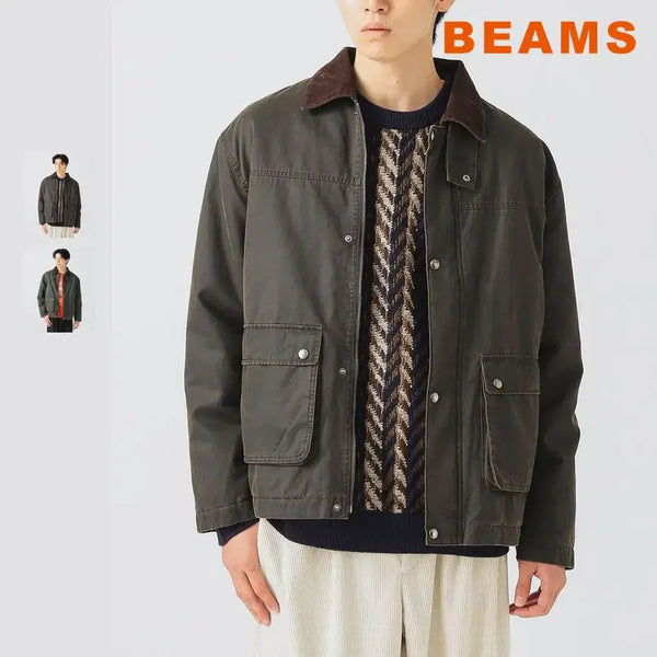 [BUNJANG] BEAMS Heart Collar Corduroy Faded Blouson / 빔즈 하트 카라코드 페이드 블루종