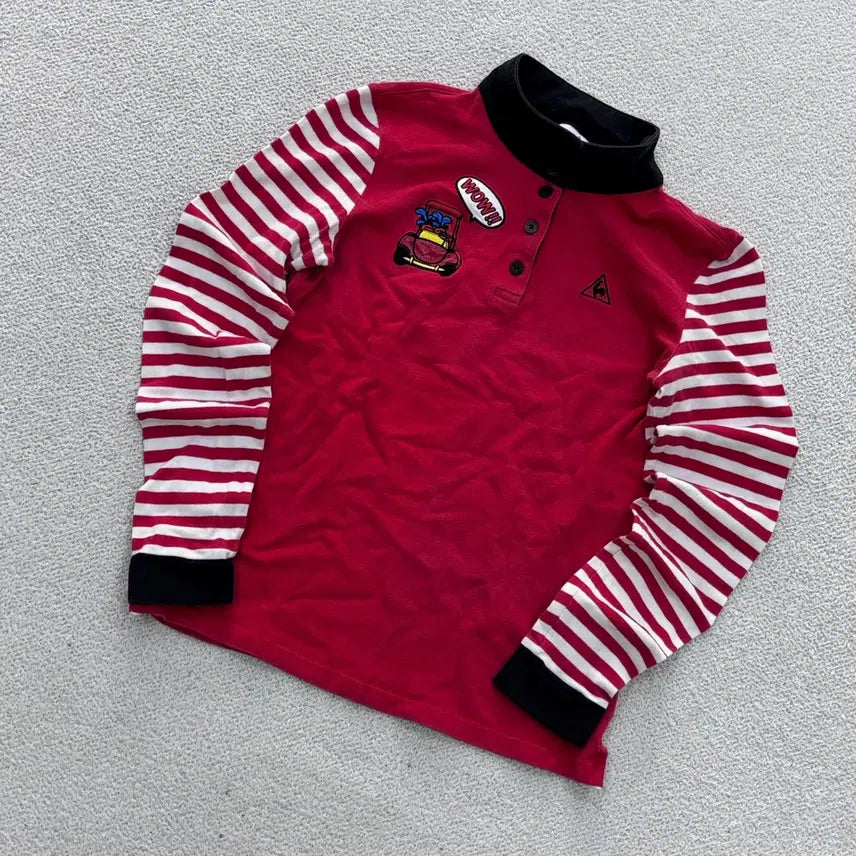 [BUNJANG] Le Coq Sportif Women's Striped Long-Sleeve Golf Top / S 르꼬끄 여성 스트라이프 골프웨어 긴팔 티 0706E2