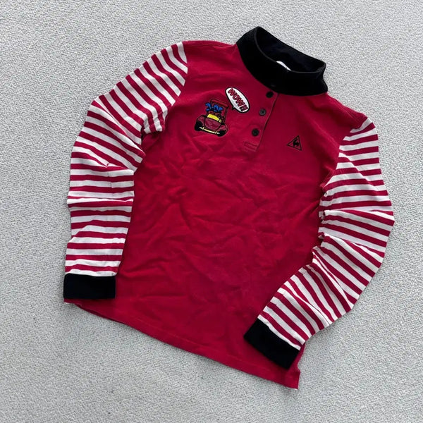 [BUNJANG] Le Coq Sportif Women's Striped Long-Sleeve Golf Top / S 르꼬끄 여성 스트라이프 골프웨어 긴팔 티 0706E2