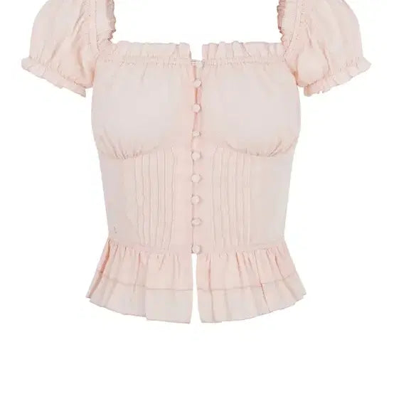 [BUNJANG] Faye Jade Julie Frill Button Blouse Peach Pink / (1사이즈)페일제이드 줄리 프릴 버튼 블라우스 피치 핑크