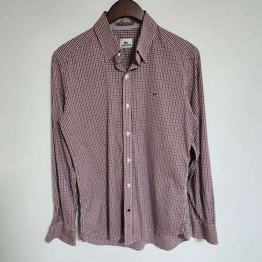 [BUNJANG] Lacoste Men's Logo Check Long Sleeve Shirt / H51 라코스테 남성 셔츠 로고 남자 체크 긴팔
