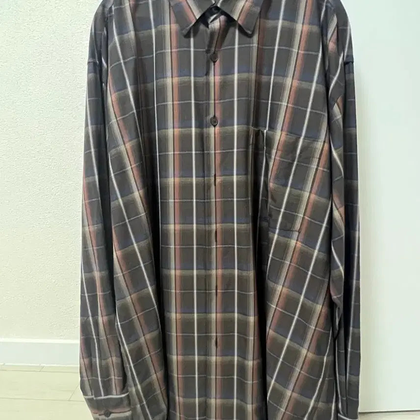 [BUNJANG] Auralee Super Light Wool Check Shirt Dark Brown / 오라리 슈퍼 라이트 울 체크 셔츠 다크브라운
