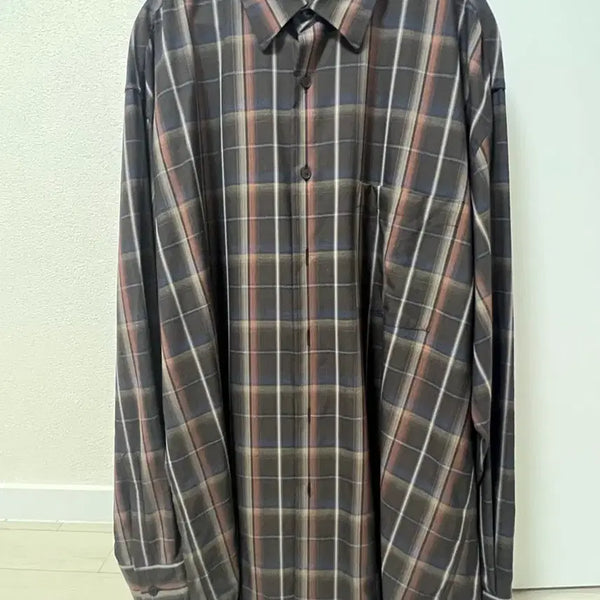 [BUNJANG] Auralee Super Light Wool Check Shirt Dark Brown / 오라리 슈퍼 라이트 울 체크 셔츠 다크브라운