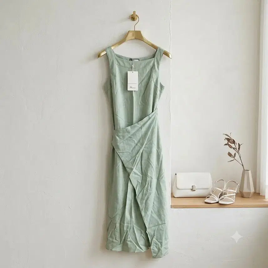 [BUNJANG] Linen Wrap Skirt Dress / 린넨 랩 스커트 원피스