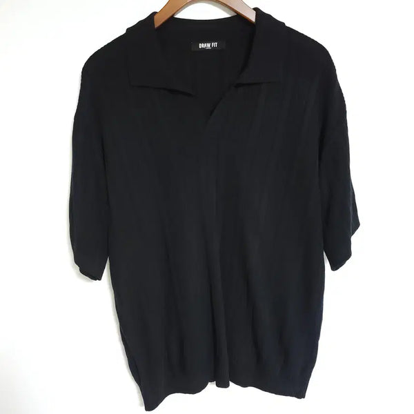 [BUNJANG] H53 Draw Fit Black Men's Short Sleeve Polo T-Shirt PK T-shirt / H53 드로우 핏 블랙 남성 반팔 카라티 남자 PK 티셔츠