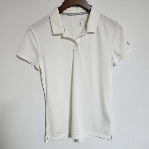 [BUNJANG] Nike White Women's Short Sleeve Polo Shirt with Swoosh Logo / H54 나이키 화이트 여성 반팔 카라티 스우시 로고 여자 PK 티셔츠