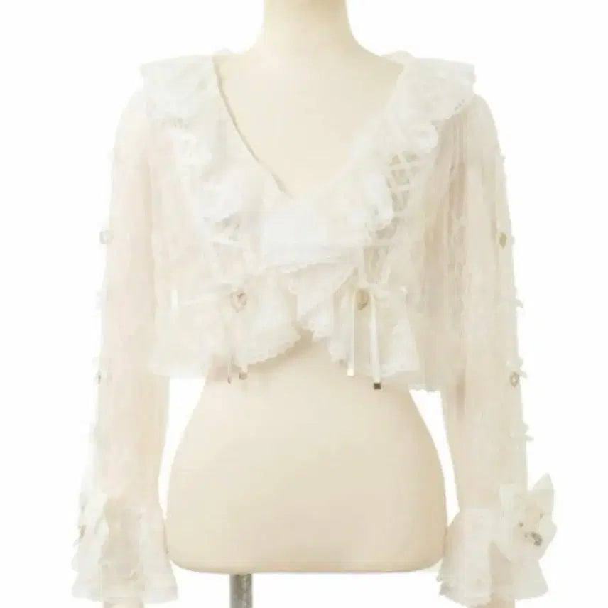 [BUNJANG] Lizlisa Hime Gyaru Frill Lace Bolero Cardigan / Lizlisa 리즈리사 히메갸루 프릴레이스 볼레로가디건 새상품