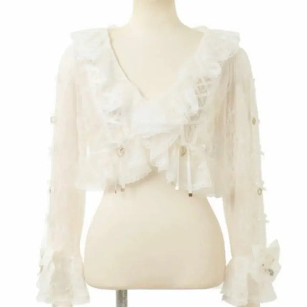 [BUNJANG] Lizlisa Hime Gyaru Frill Lace Bolero Cardigan / Lizlisa 리즈리사 히메갸루 프릴레이스 볼레로가디건 새상품