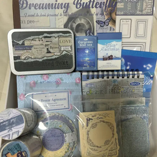 [BUNJANG] Blue Vintage Journaling Sticker Deco Paper Pack / 블루 빈티지 다꾸 스티커 데코페이퍼 팩