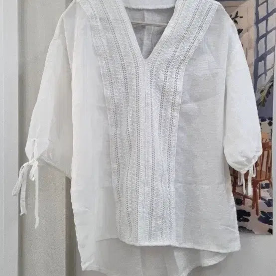 [BUNJANG] White Lace Blouse / 화이트 레이스 블라우스