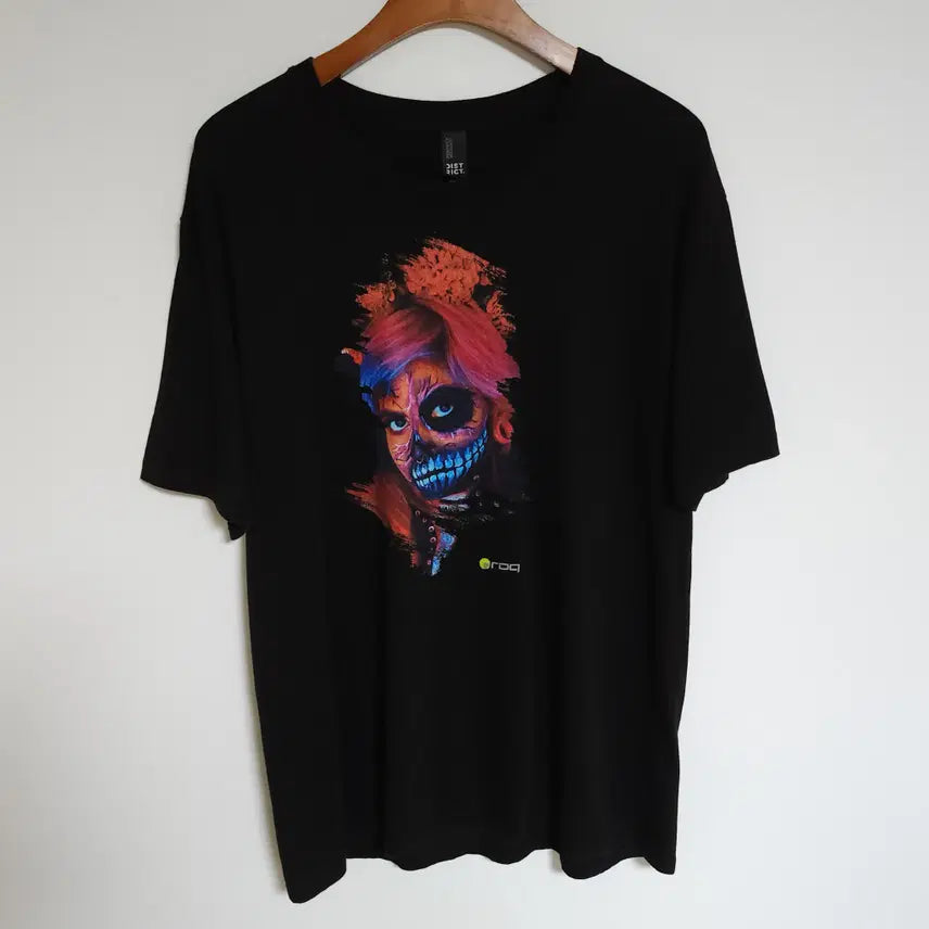 [BUNJANG] Vintage Black Printed Short Sleeve T-Shirt / H57 남성 블랙 반팔티 프린팅 남자 반팔 티셔츠