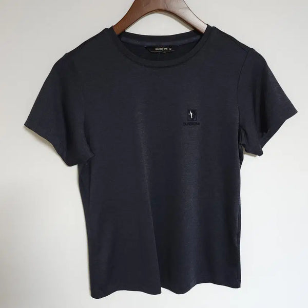 [BUNJANG] Blackyak Embroidered Logo Short Sleeve T-Shirt Charcoal / H60 블랙야크 차콜 여성 반팔티 자수 로고 여자 반팔 티셔츠
