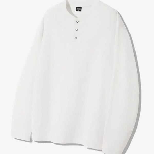 [BUNJANG] Trillion Waffle Ring Snap Henley Neck Long Sleeve / 트릴리온 와플 링 스냅 헨리넥 롱 슬리브