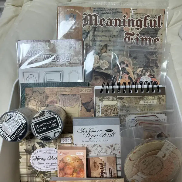 [BUNJANG] Brown Antique Deco Paper Sticker Set / 브라운 앤티크 다꾸 스티커 데코페이퍼 팩