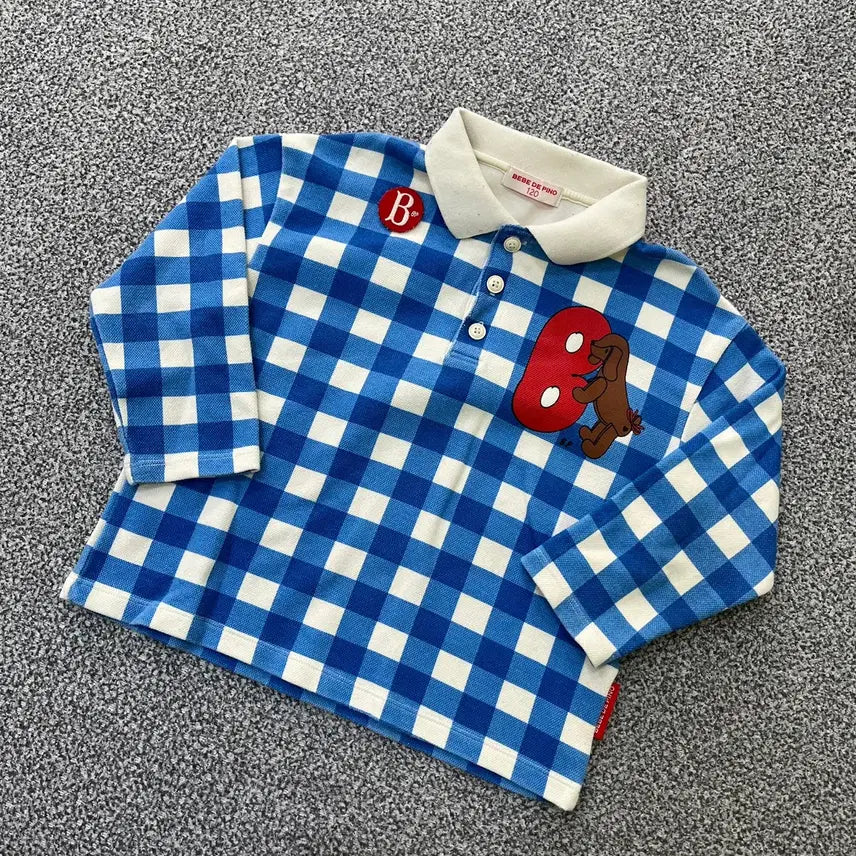 [BUNJANG] BebeDino Kids Long Sleeve Collar T-Shirt / 120 베베드피노 키즈 긴팔 카라티 0805M