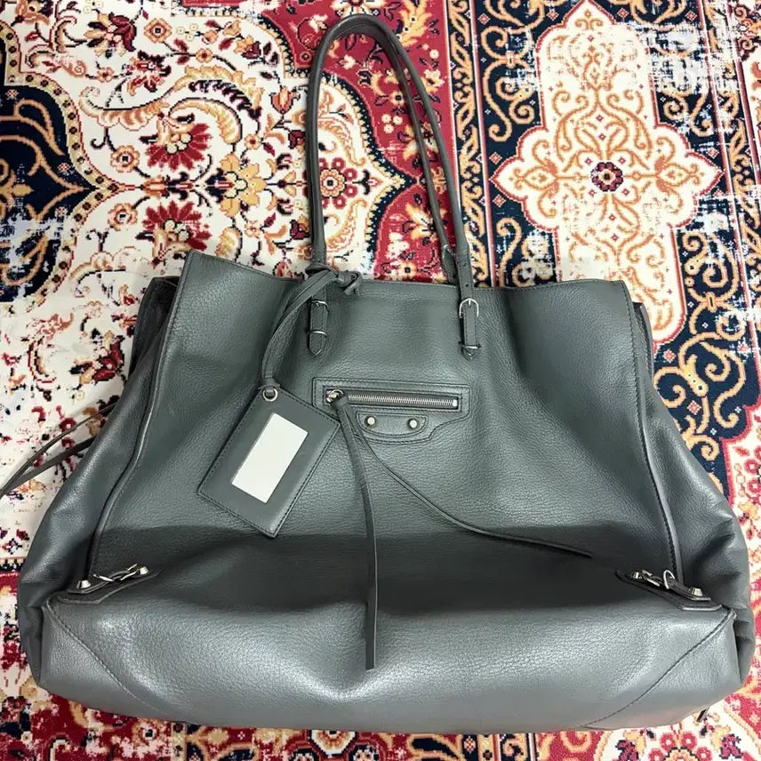 [BUNJANG] Balenciaga Papier A4 Zip Around Grey Leather Tote Bag / 발렌시아가 파피에르 a4 집 어라운드 그레이