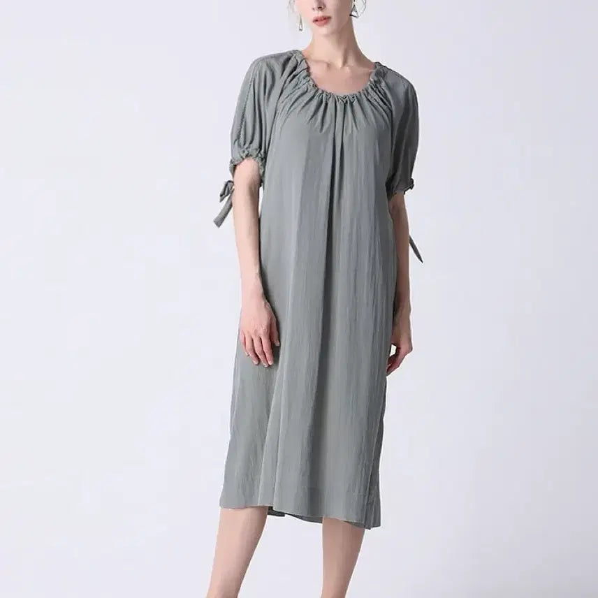 [BUNJANG] LIST Oversized Shoulder Long Dress Khaki / 리스트 오버핏 숄더 롱원피스 카키