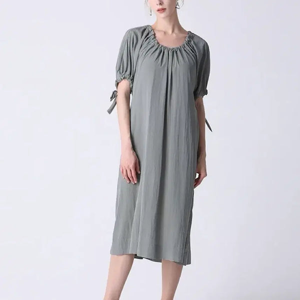 [BUNJANG] LIST Oversized Shoulder Long Dress Khaki / 리스트 오버핏 숄더 롱원피스 카키