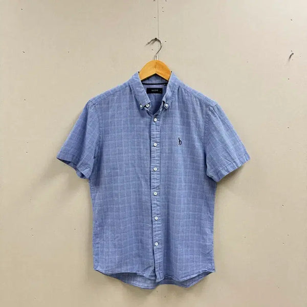 [BUNJANG] Hazzys Men's Cotton Check Short-Sleeve Shirt / 남성 95 / 헤지스 면 반팔 남방 체크 셔츠