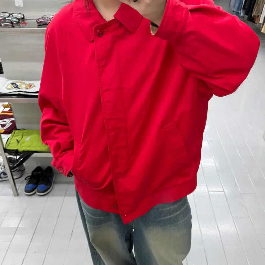 [BUNJANG] Burberry Red Nova Check Blouson Jacket / (L) 버버리 레드 노바 체크 블루종 자켓