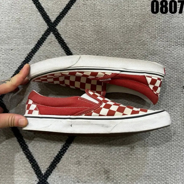 [BUNJANG] Vans Checkerboard Slip-On Red (Size 255) / 반스 체커보드 슬립온 레드 255