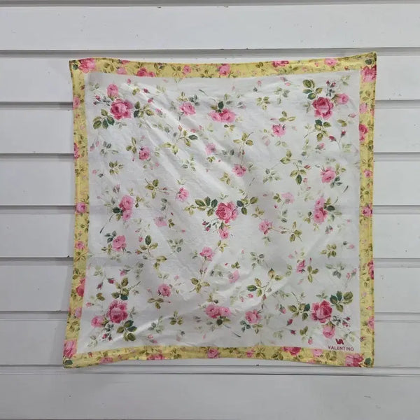 [BUNJANG] Valentino Flower Silk Scarf / 발렌티노 플라워  손수건/보물찾기천사