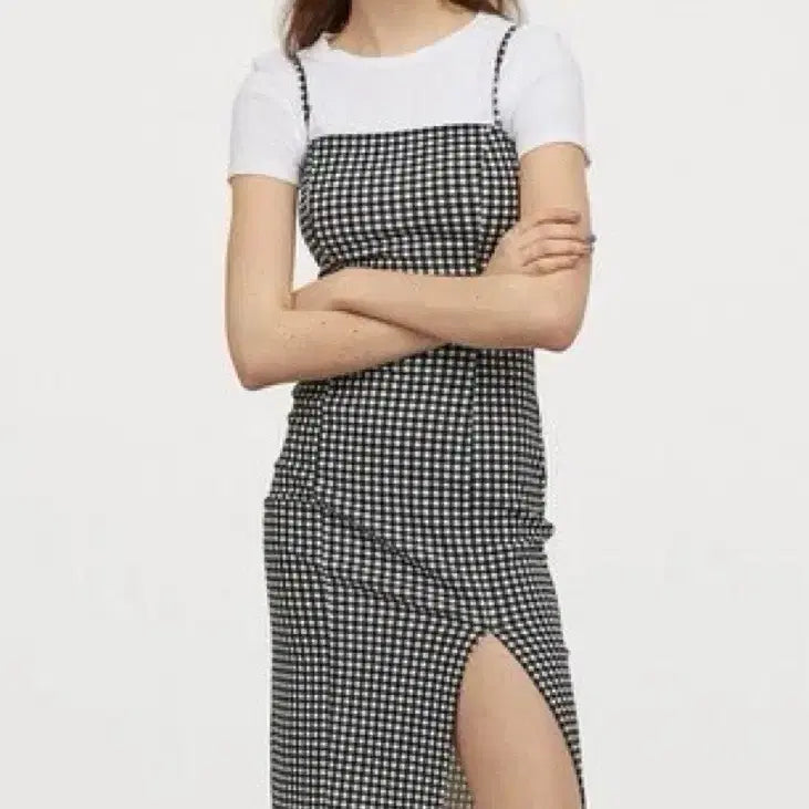 [BUNJANG] H&M Gingham Check Slit Dress / H&m 깅엄 체크 슬릿 원피스