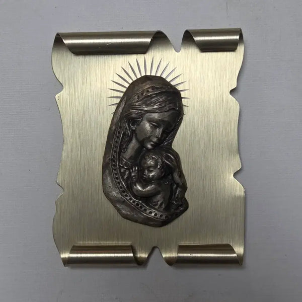 [BUNJANG] Antique Italian Metal Madonna and Child Frame / 앤틱 이탈리아 금속 성모자상 액자 가톨릭 액자