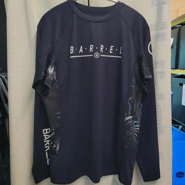 [BUNJANG] Barrel Men's Long Sleeve Rash Guard - Navy with Pattern (Size M) / 배럴 래쉬가드  긴팔 남성 M