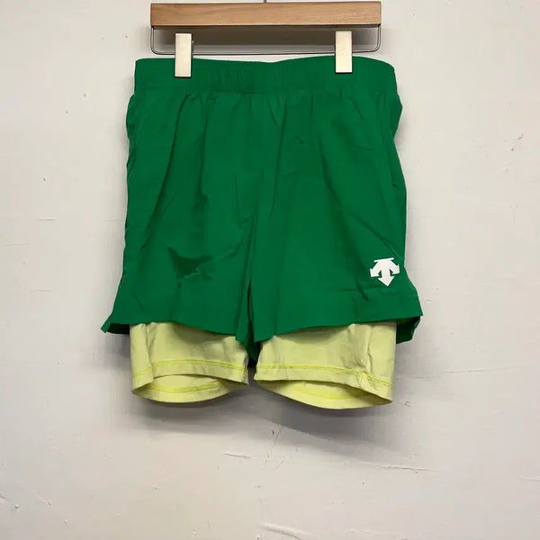[BUNJANG] Descente 2-in-1 Green Running Shorts / 데상트 2 in 1 그린 러닝 쇼츠