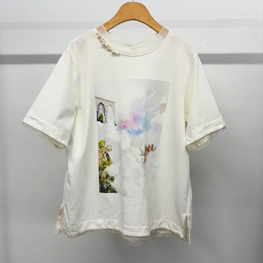 [BUNJANG] MINE Pearl T-Shirt / 한섬  MINE 마인 진주 샤 티셔츠 55