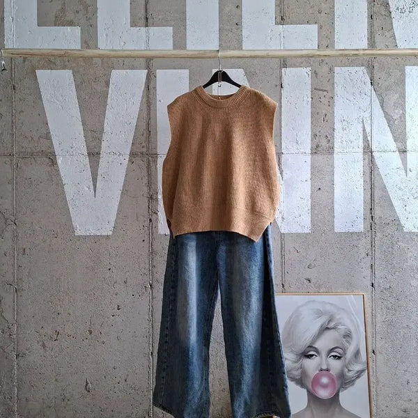 [BUNJANG] Tomboy Knit Vest Beige / 톰보이 니트 베스트
