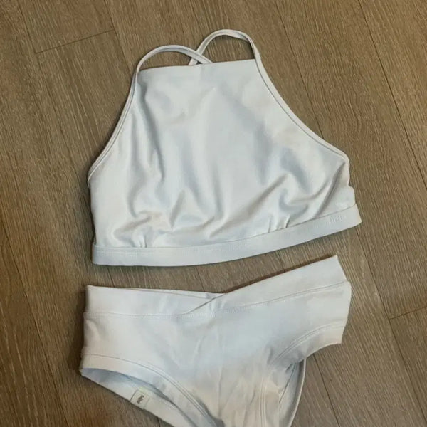 [BUNJANG] Hot Polewear Daily Backless Top & Bottom Set - White - Size S / 핫한폴웨어 데일리 백리스 화이트 s/s