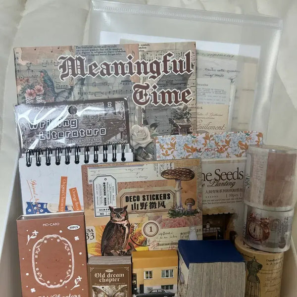 [BUNJANG] Brown Retro Deco Sticker Paper Pack / 브라운 레트로 다꾸 스티커 데코페이퍼 팩
